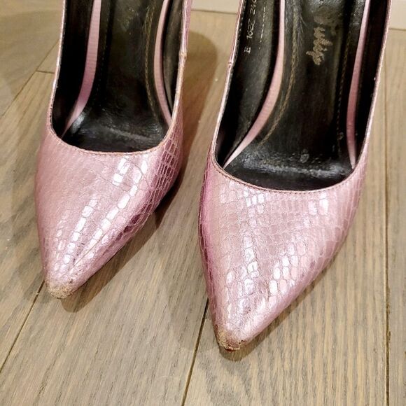 2/$20 Y2K Shiny Pink High Heels Shoes US 7.5 - Picture 4 of 13